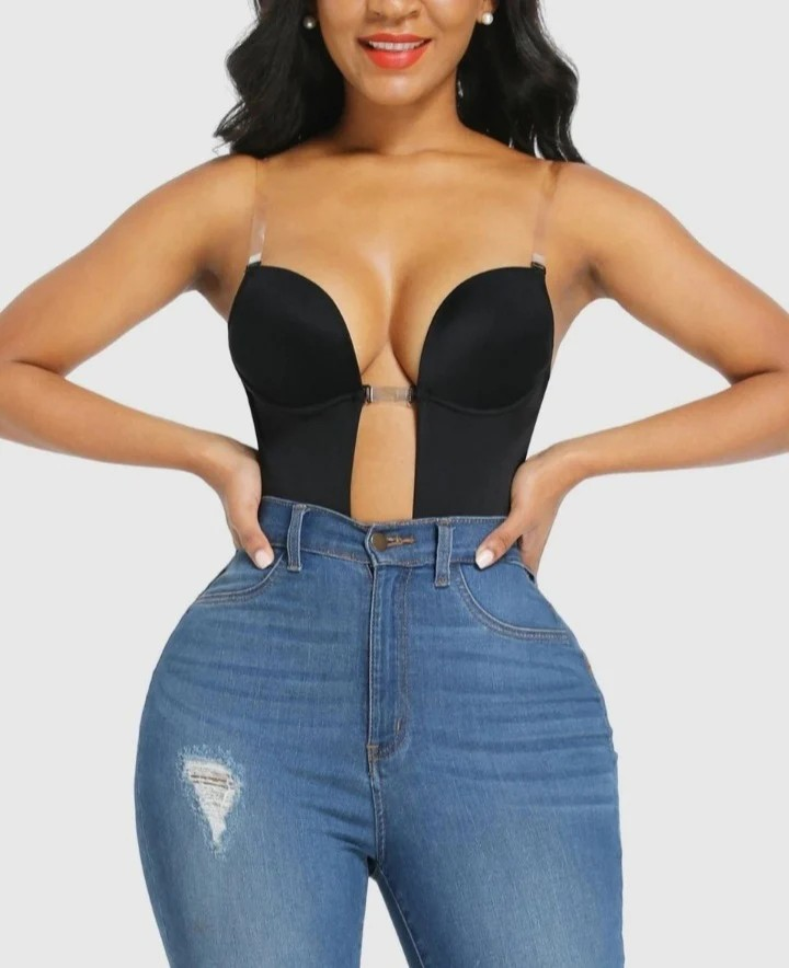 U Plunge Bra Backless Thong Bodysuit